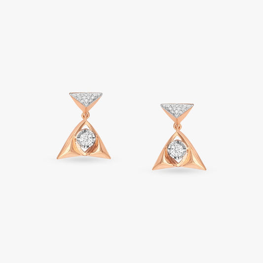 Triad Drift Diamond Drop Earrings in 18K Rose White Gold, 0.207 ct