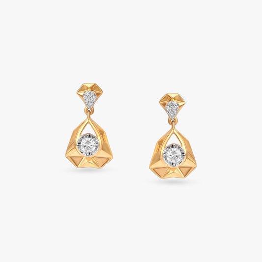 Edge Pulse Diamond Drop Earrings in 18K Yellow White Gold, 0.181 ct
