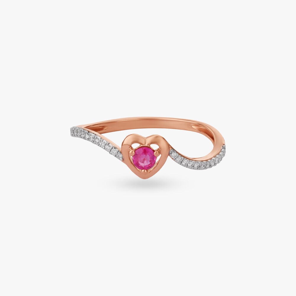 Flowing Heart Diamond Ring in 18K Rose Gold, 0.068 ct