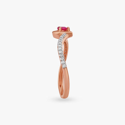 Flowing Heart Diamond Ring in 18K Rose Gold, 0.068 ct