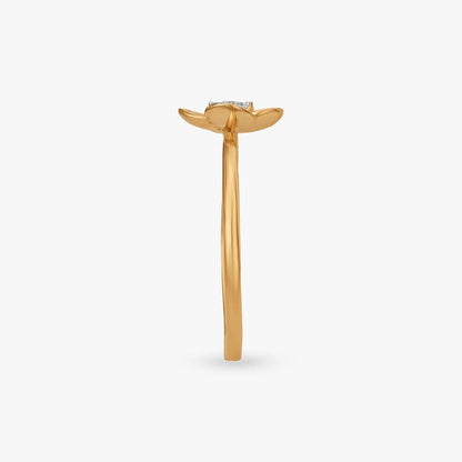 Blooming Petal Diamond Ring in 18K Yellow Gold, 0.032 ct