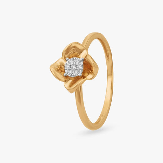 Floral Poise Diamond Ring in 18K Yellow Gold, 0.034 ct