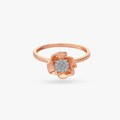 Petal Embrace Diamond Ring in 18K Rose Gold, 0.055 ct