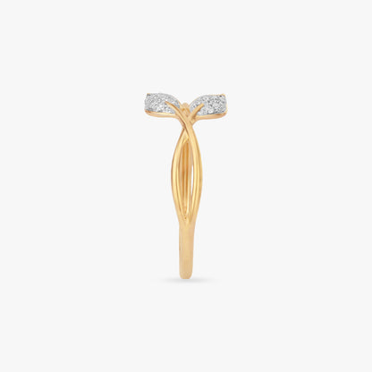 Whispering Leaf Diamond Ring in 18K Yellow Gold, 0.064 ct
