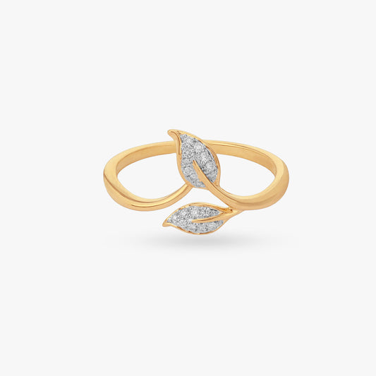 Bloom Curve Diamond Ring in 18K Yellow Gold, 0.068 ct