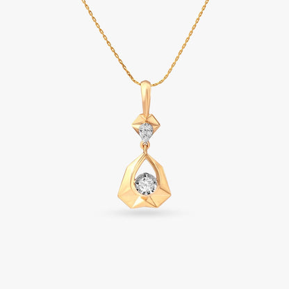 Vertex Flow Diamond Pendant in 18K Yellow and White Gold, 0.108 ct