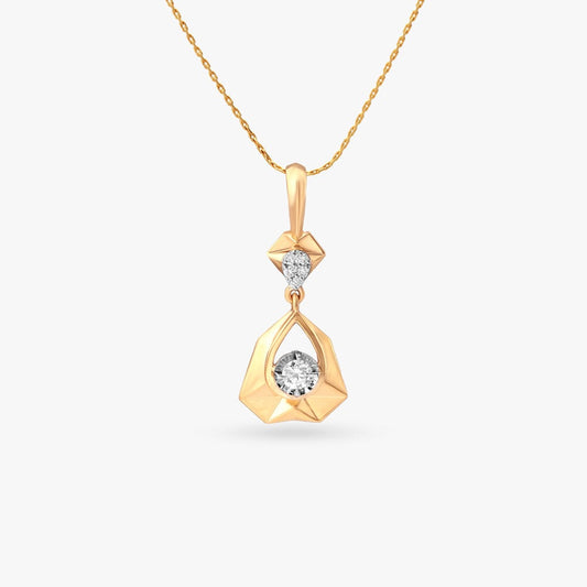 Vertex Flow Diamond Pendant in 18K Yellow and White Gold, 0.108 ct