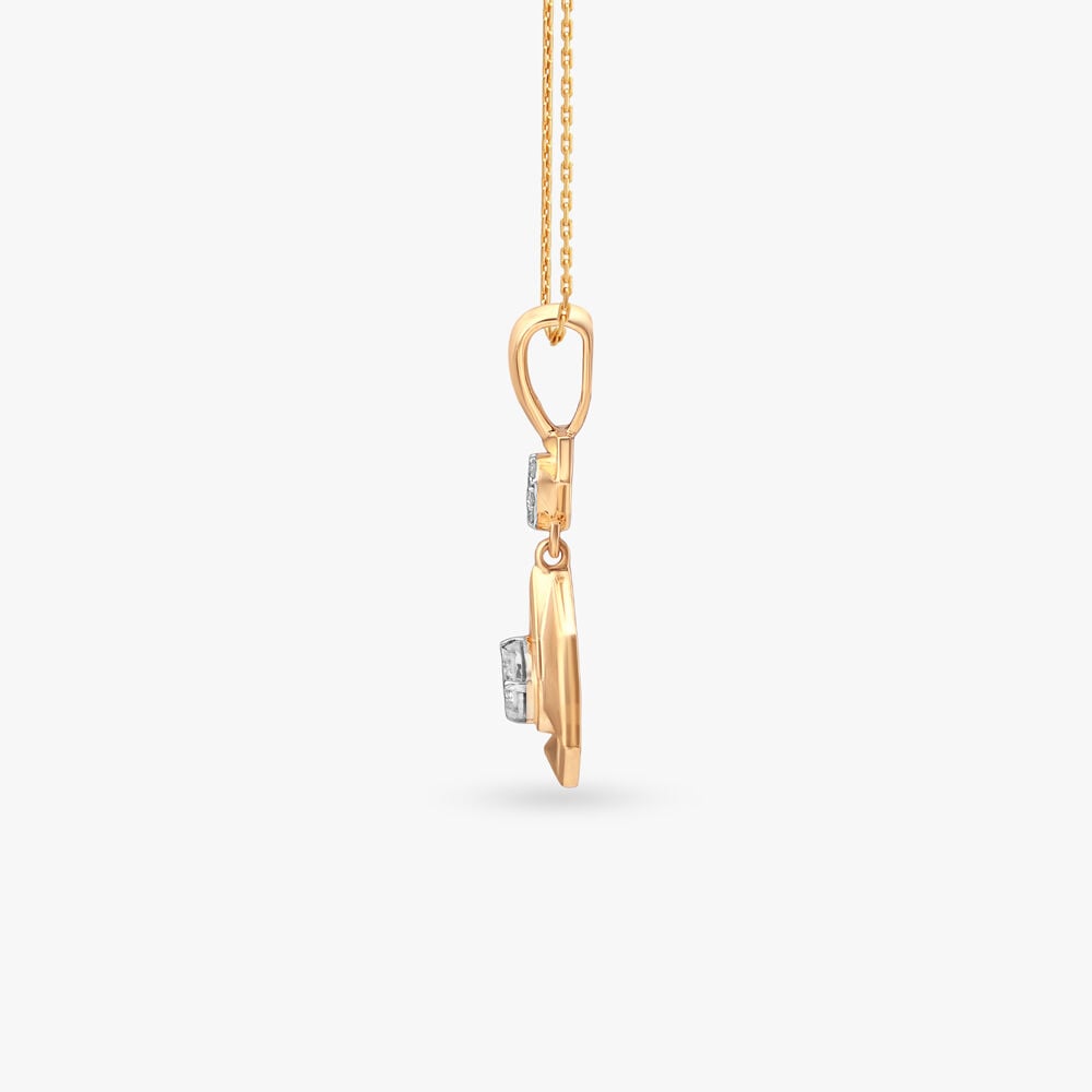 Vertex Flow Diamond Pendant in 18K Yellow and White Gold, 0.108 ct