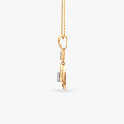 Vertex Flow Diamond Pendant in 18K Yellow and White Gold, 0.108 ct