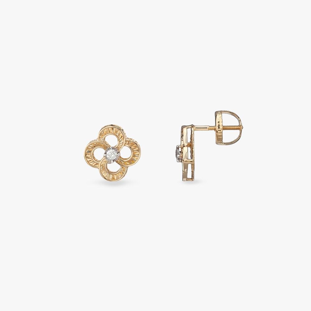 Rainbow Prism Diamond Stud Earrings in 18K Yellow Gold, 0.075 ct
