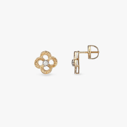 Rainbow Prism Diamond Stud Earrings in 18K Yellow Gold, 0.075 ct