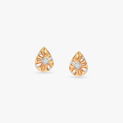 Lustre Burst Diamond Stud Earrings in 18K Yellow White Gold, 0.106 ct