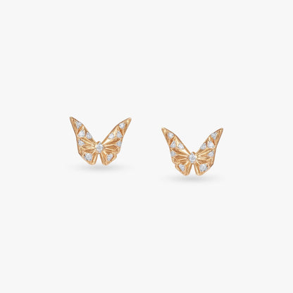 Radiant Wing Diamond Stud Earrings in 18K Yellow Gold, 0.083 ct