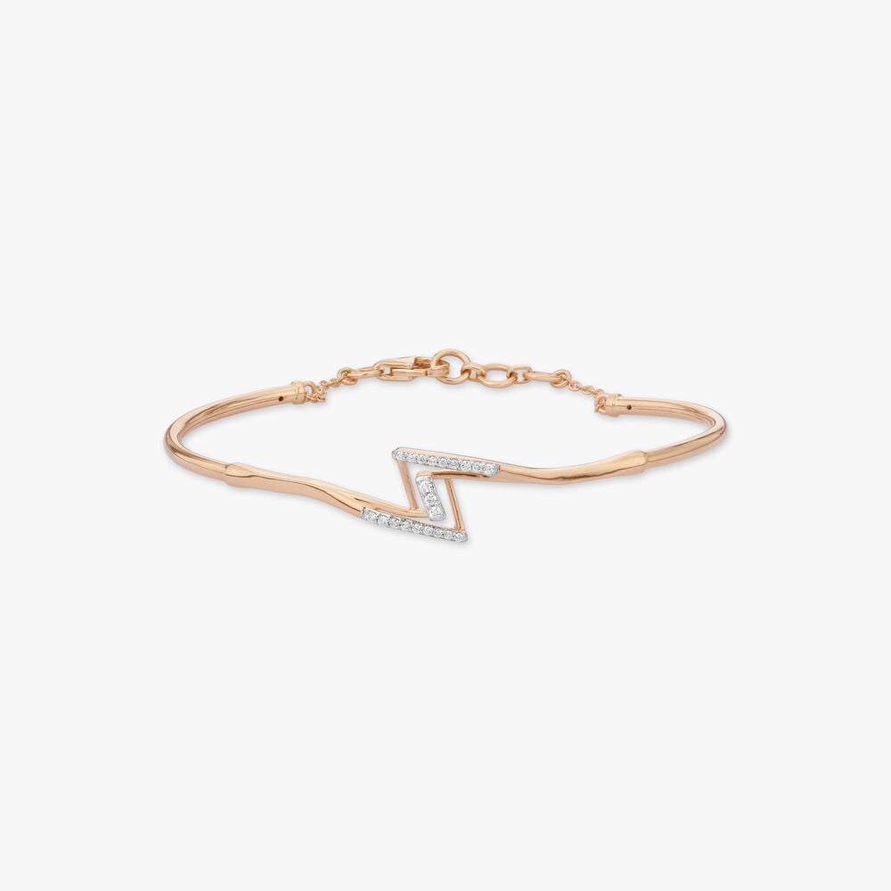 Thunderbolt Glow Diamond Bangle in 18K Yellow Gold, 0.1 ct