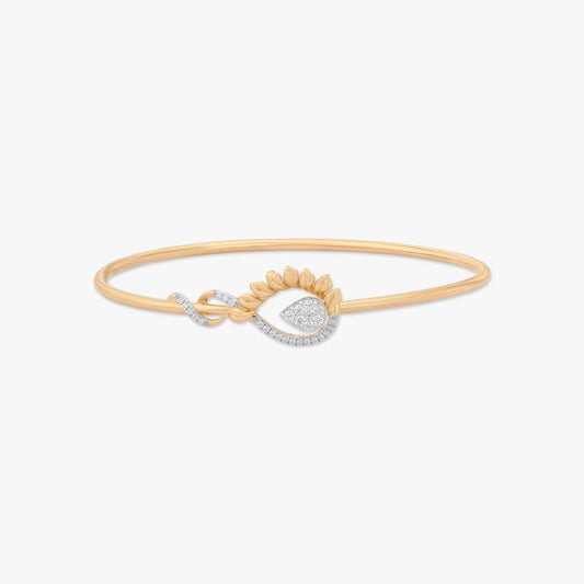 Petal Teardrop Diamond Bangle in 18K Yellow Gold, 0.234 ct