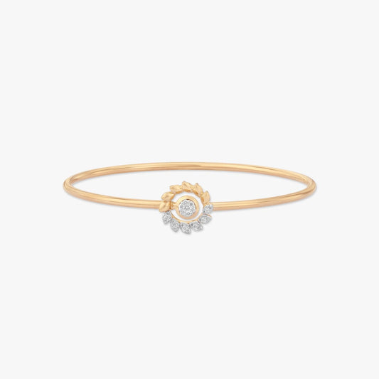 Bloom Wreath Diamond Bangle in 18K Yellow Gold, 0.118 ct