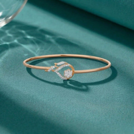Radiant Petal Diamond Bangle in 18K Yellow Gold, 0.302 ct