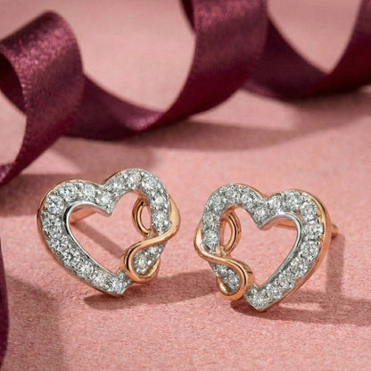 Infinity Heartbeat Diamond Stud Earrings in 18K Yellow Gold, 0.15 ct