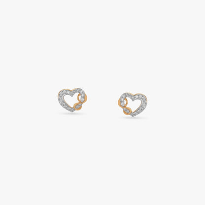 Infinity Heartbeat Diamond Stud Earrings in 18K Yellow Gold, 0.15 ct