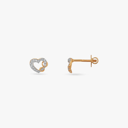Infinity Heartbeat Diamond Stud Earrings in 18K Yellow Gold, 0.15 ct