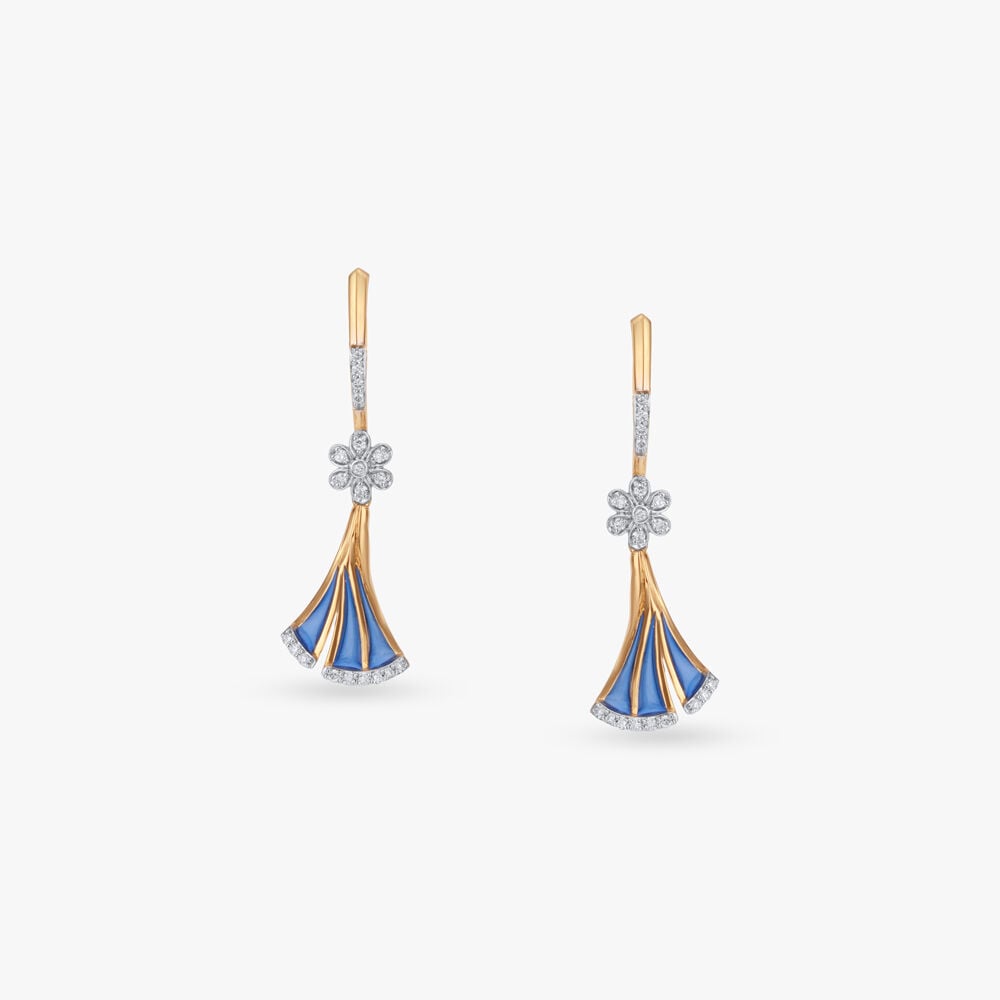 Luminous Flight Diamond Drop Earrings in 18K Yellow Gold, 0.151 ct