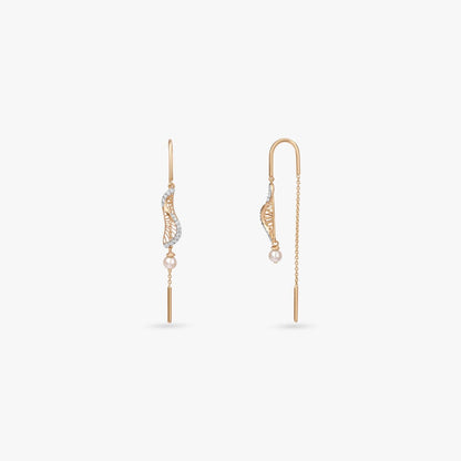 Luminous Wing Diamond Drop Earrings in 18K Yellow Gold, 0.157 ct