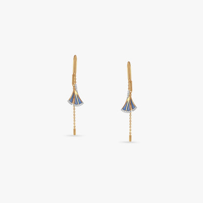 Winged Veil Diamond Drop Earrings in 18K Yellow Gold, 0.112 ct