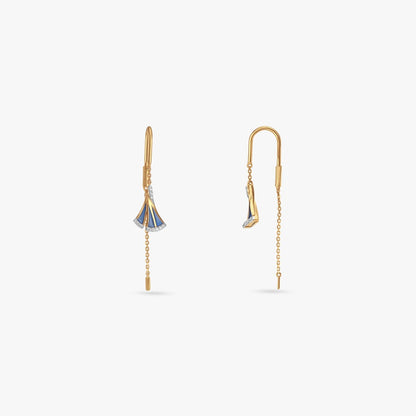 Winged Veil Diamond Drop Earrings in 18K Yellow Gold, 0.112 ct