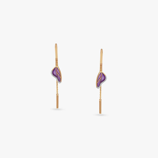 Evolving Wing Diamond Drop Earrings in 18K Yellow Gold, 0.073 ct