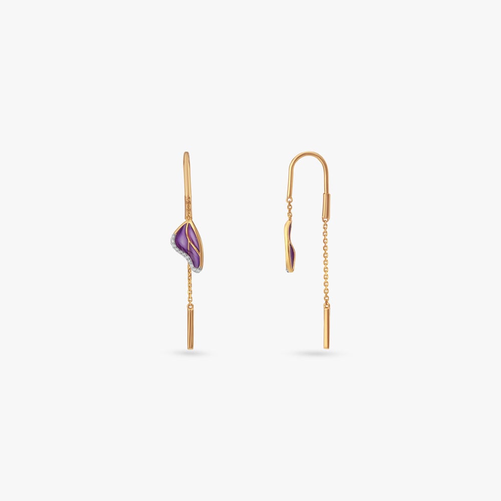 Evolving Wing Diamond Drop Earrings in 18K Yellow Gold, 0.073 ct