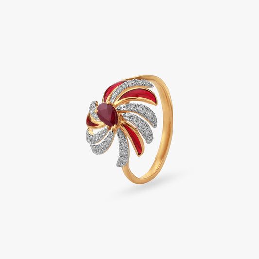 Layered Wings Diamond Ring in 18K Yellow Gold, 0.29 ct