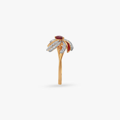 Layered Wings Diamond Ring in 18K Yellow Gold, 0.29 ct