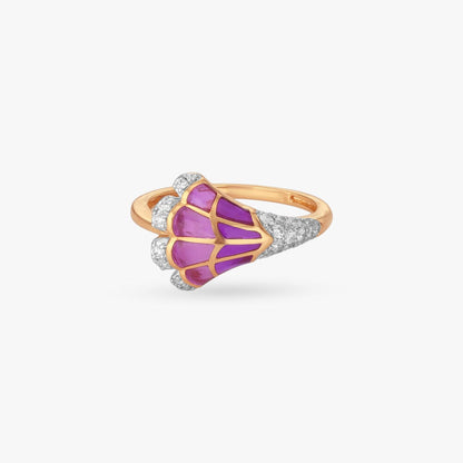 Radiant Flight Diamond Ring in 18K Yellow Gold, 0.195 ct