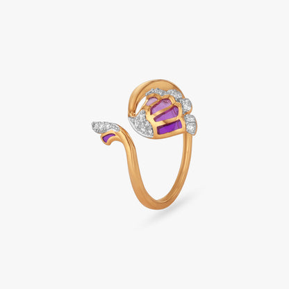 Flutter Wing Diamond Ring in 18K Yellow Gold, 0.135 ct