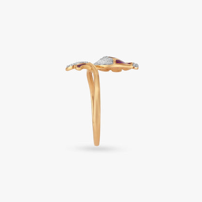 Flutter Wing Diamond Ring in 18K Yellow Gold, 0.135 ct