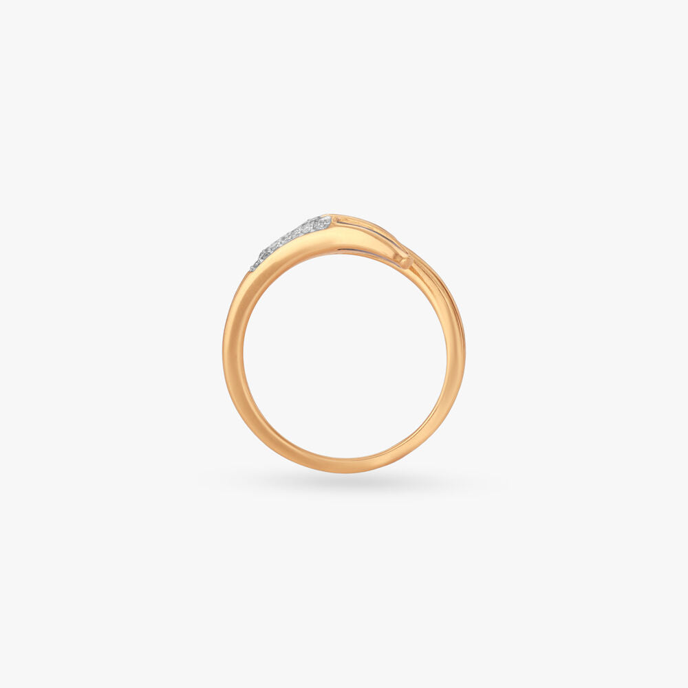 Winged Arc Diamond Ring in 18K Yellow Gold, 0.195 ct