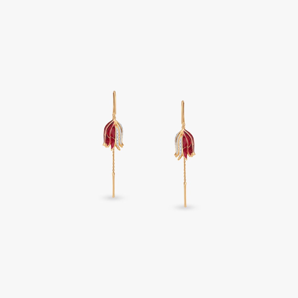 Crimson Wing Diamond Hoop Earrings in 18K Yellow Gold, 0.25 ct
