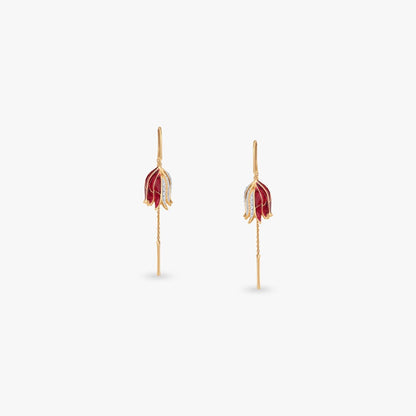 Crimson Wing Diamond Hoop Earrings in 18K Yellow Gold, 0.25 ct