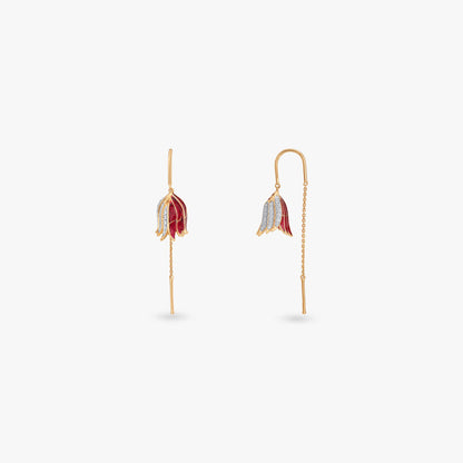 Crimson Wing Diamond Hoop Earrings in 18K Yellow Gold, 0.25 ct