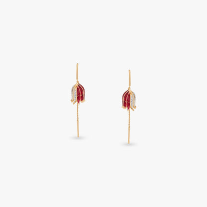 Crimson Wing Diamond Hoop Earrings in 18K Yellow Gold, 0.25 ct