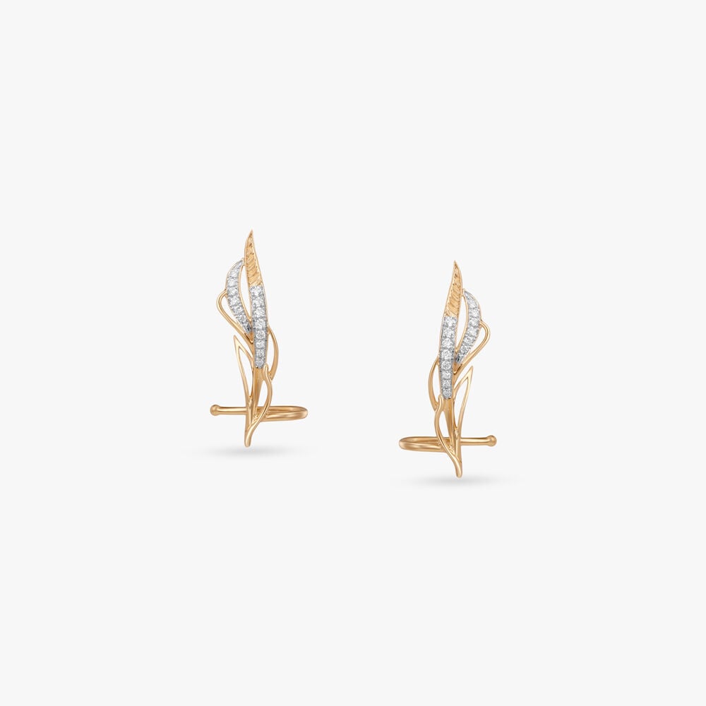 Aerial Contour Diamond Stud Earrings in 18K Yellow Gold, 0.126 ct
