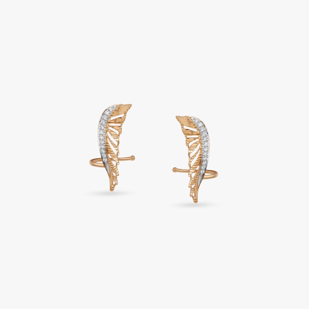 Winged Precision Diamond Stud Earrings in 18K Yellow Gold, 0.156 ct
