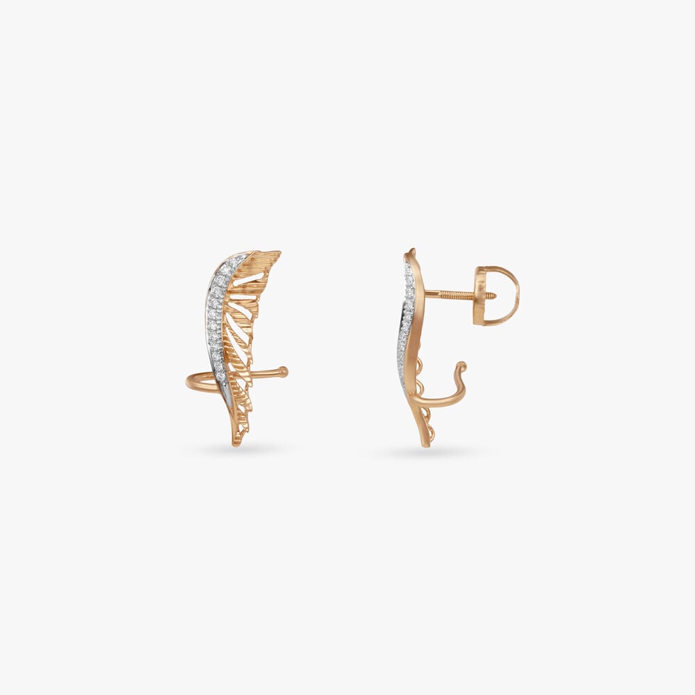 Winged Precision Diamond Stud Earrings in 18K Yellow Gold, 0.156 ct