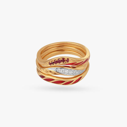 Stepping Stackable Diamond Ring in 18K Yellow Gold, 0.065 ct