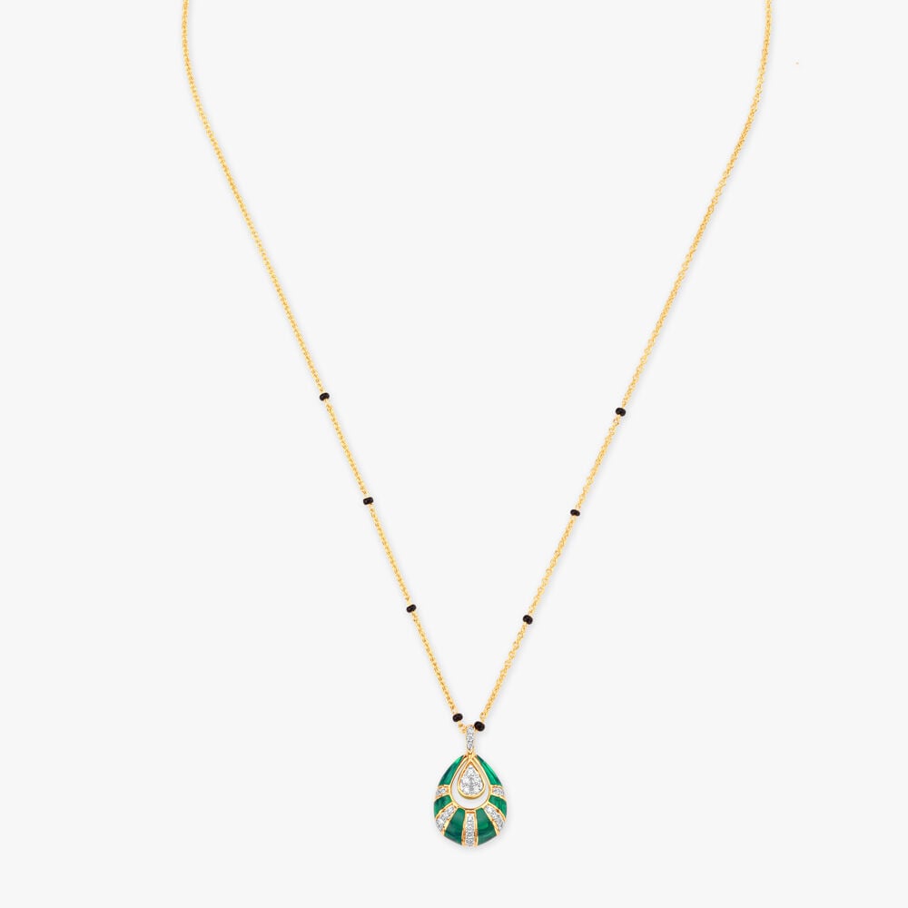 Sunray Enamel Diamond Mangalsutra in 18K Yellow Gold, 0.19 ct