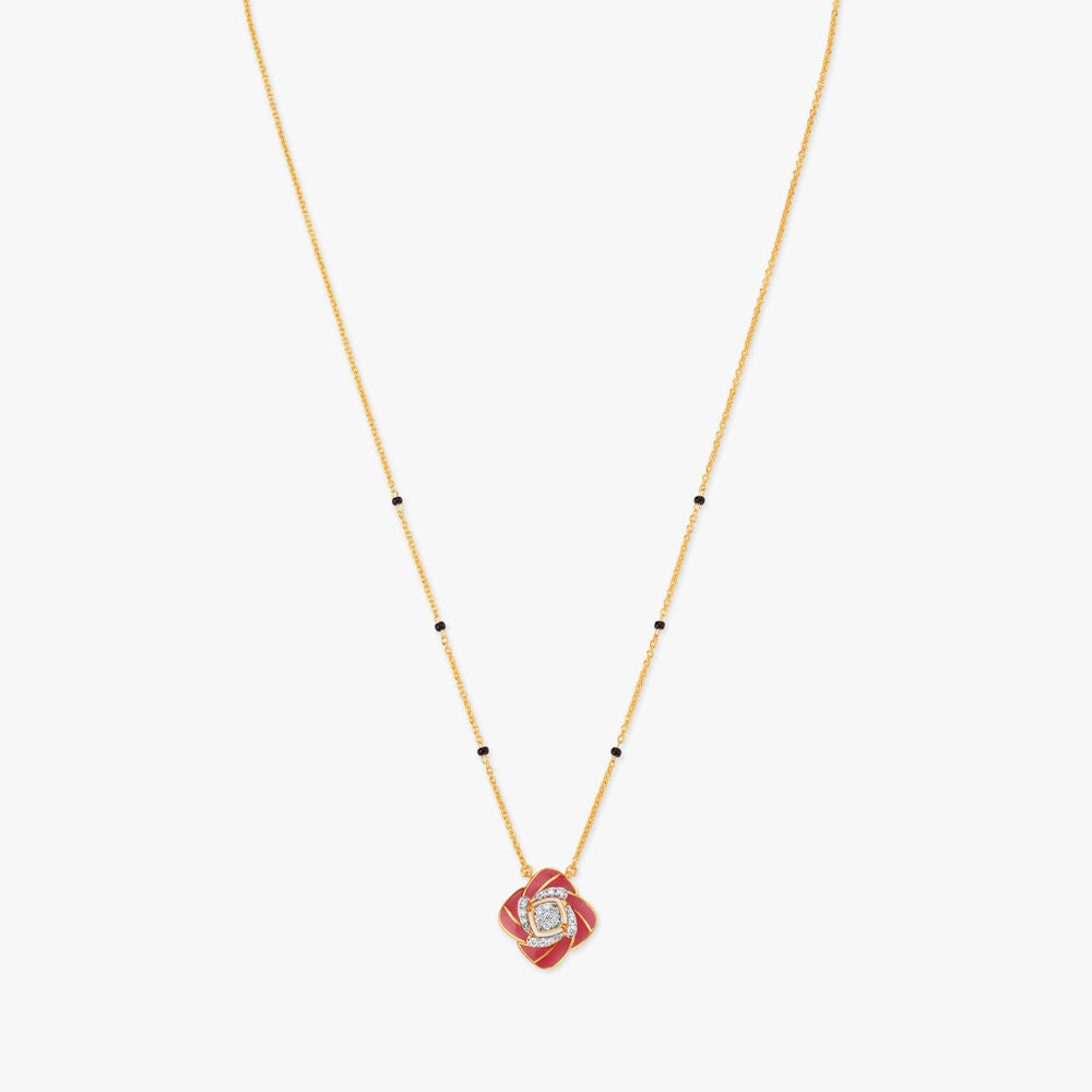 Scarlet Bloom Diamond Mangalsutra in 18K Yellow Gold, 0.14 ct