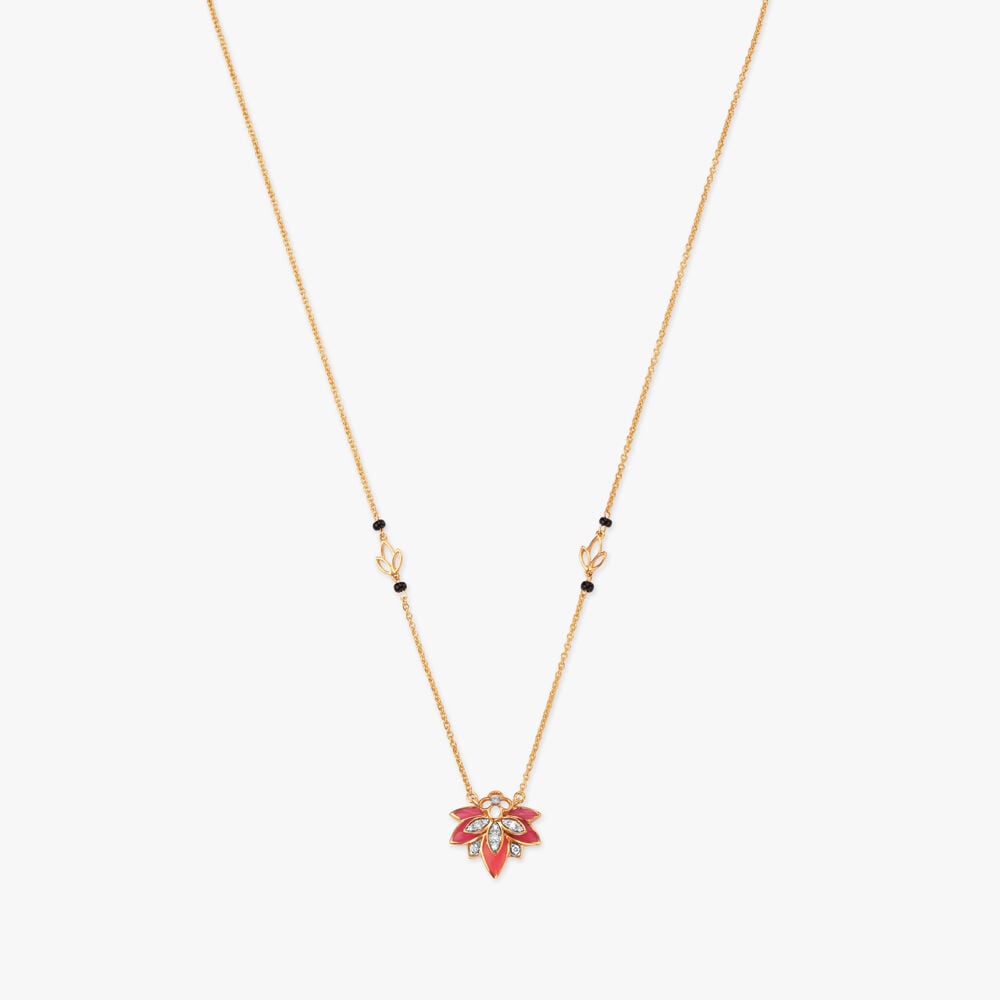 Scarlet Lotus Diamond Mangalsutra in 18K Yellow Gold, 0.09 ct