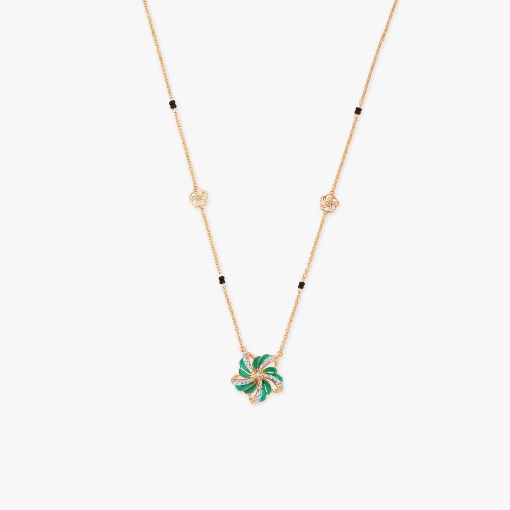 Verdant Bloom Diamond Mangalsutra in 18K Yellow Gold, 0.155 ct