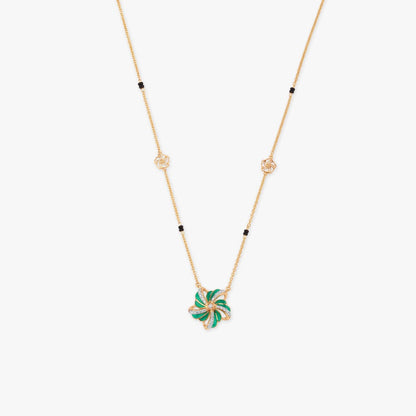 Verdant Bloom Diamond Mangalsutra in 18K Yellow Gold, 0.155 ct