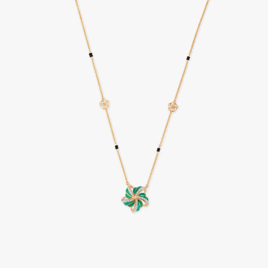 Verdant Bloom Diamond Mangalsutra in 18K Yellow Gold, 0.155 ct